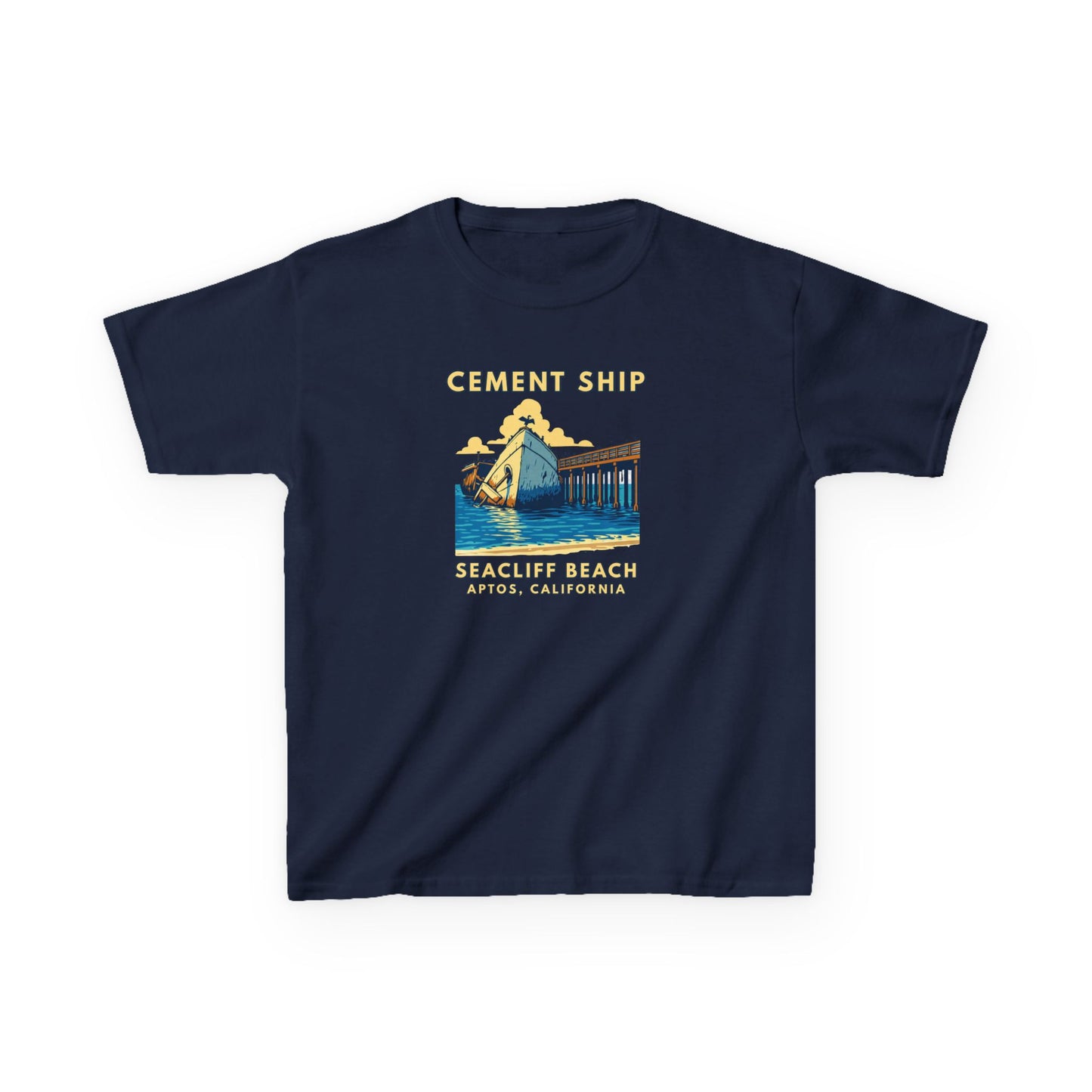 Kids Tee - 'Cement Ship' Seacliff Beach Vintage Surf Kid Shirt (Aptos, California)