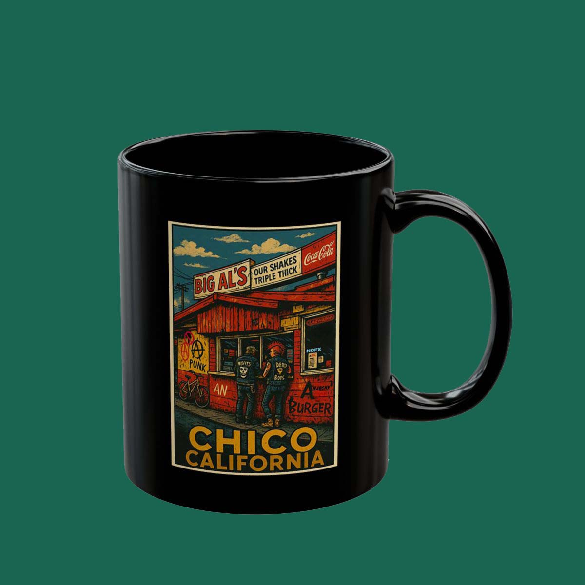 Chico California Vintage Diner Coffee Mug (Black)