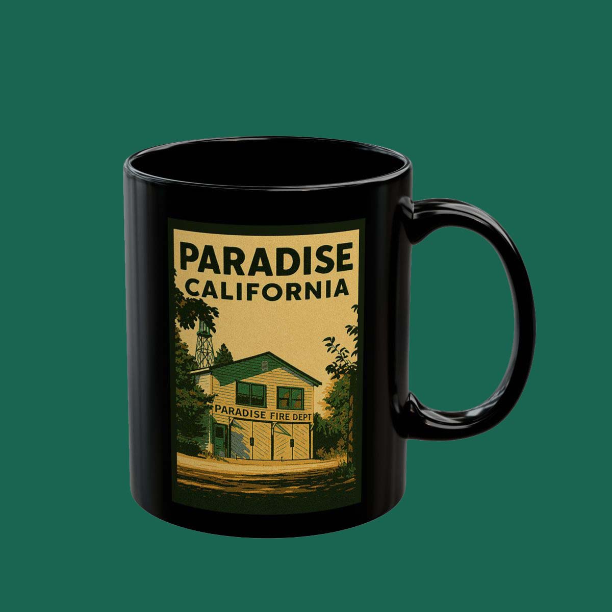 Paradise California Firehouse Vintage Black Mug (11oz/15oz)