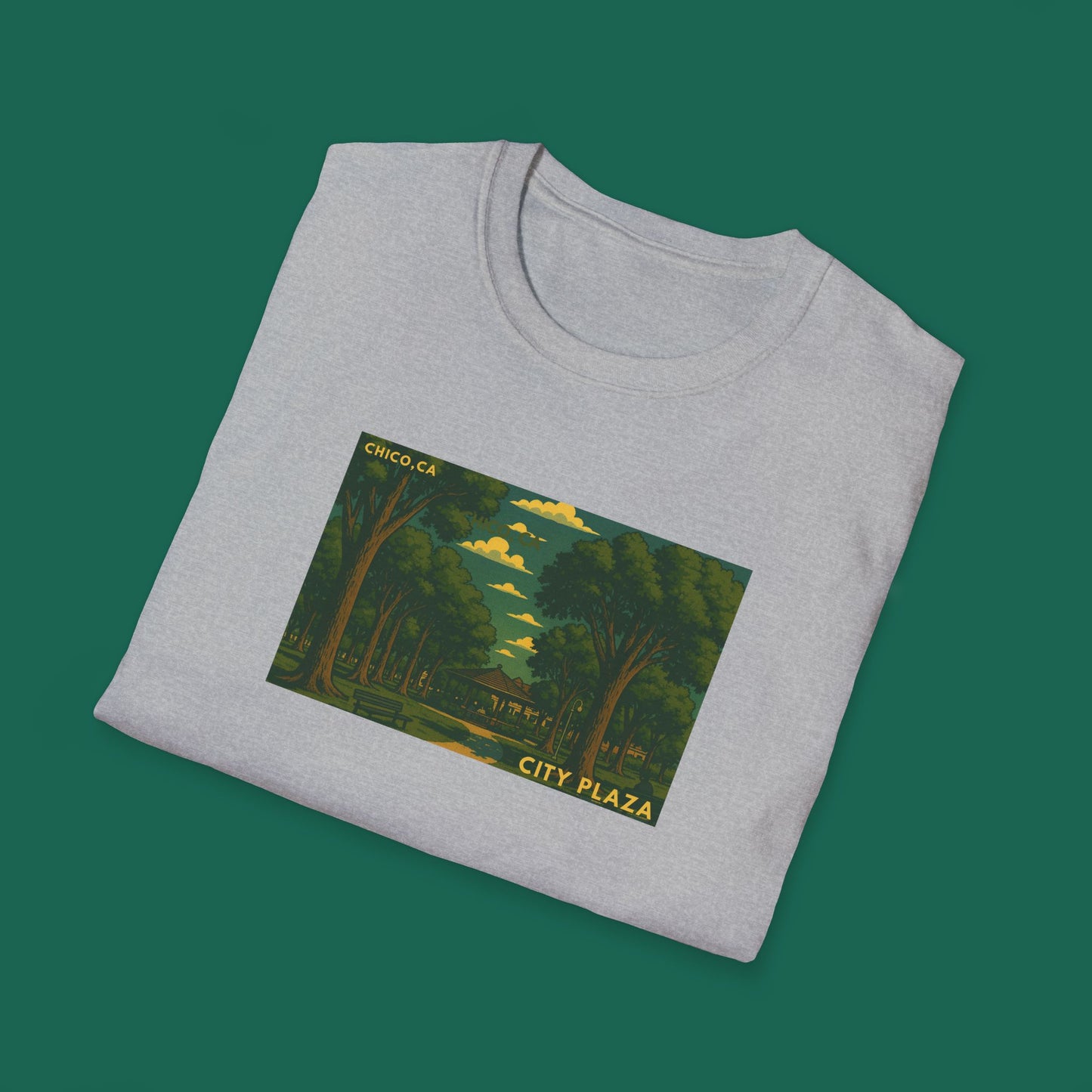 City Plaza T-Shirt - Chico, California Vintage Design