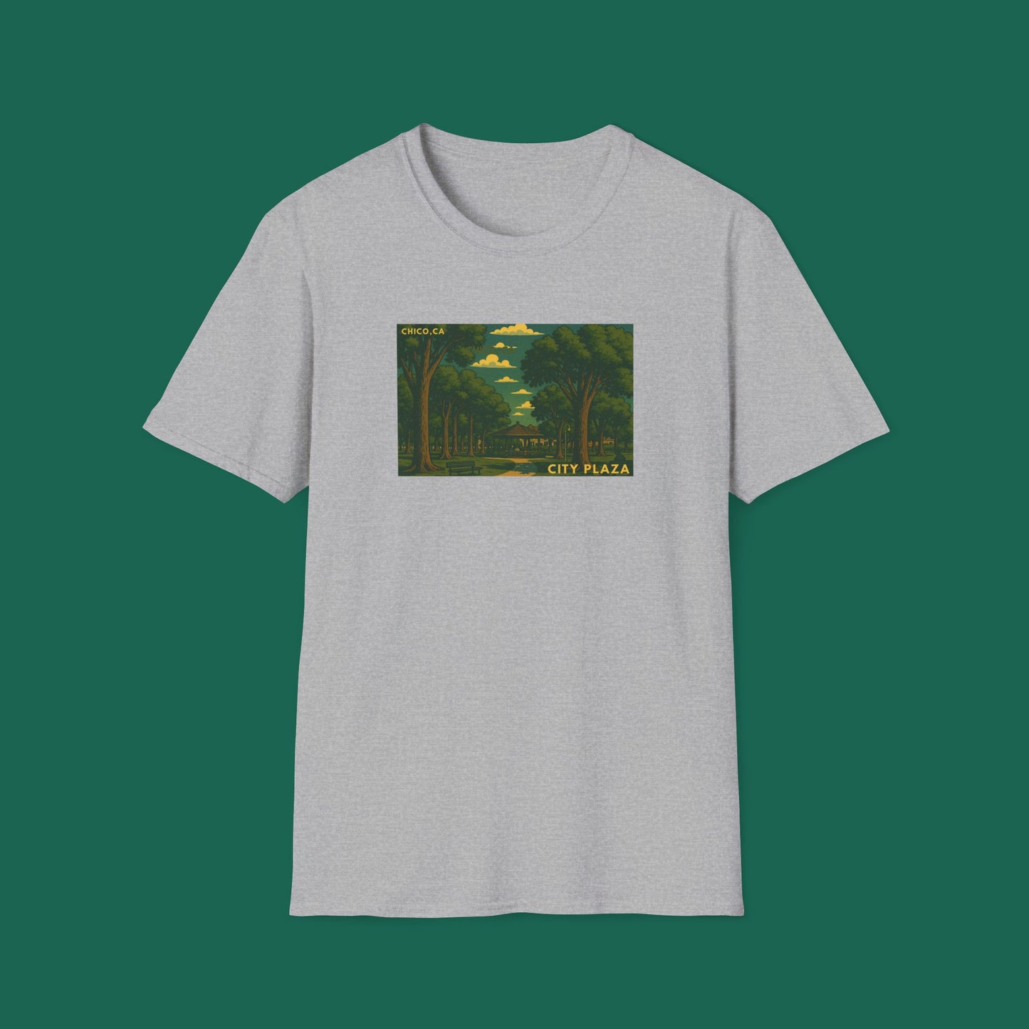 City Plaza T-Shirt - Chico, California Vintage Design