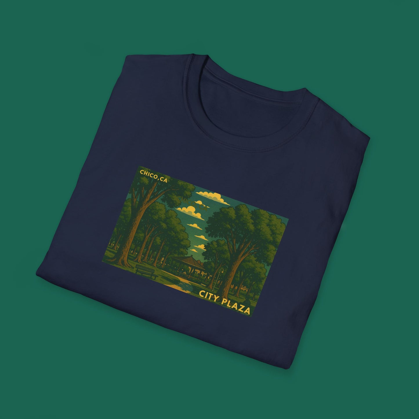 City Plaza T-Shirt - Chico, California Vintage Design