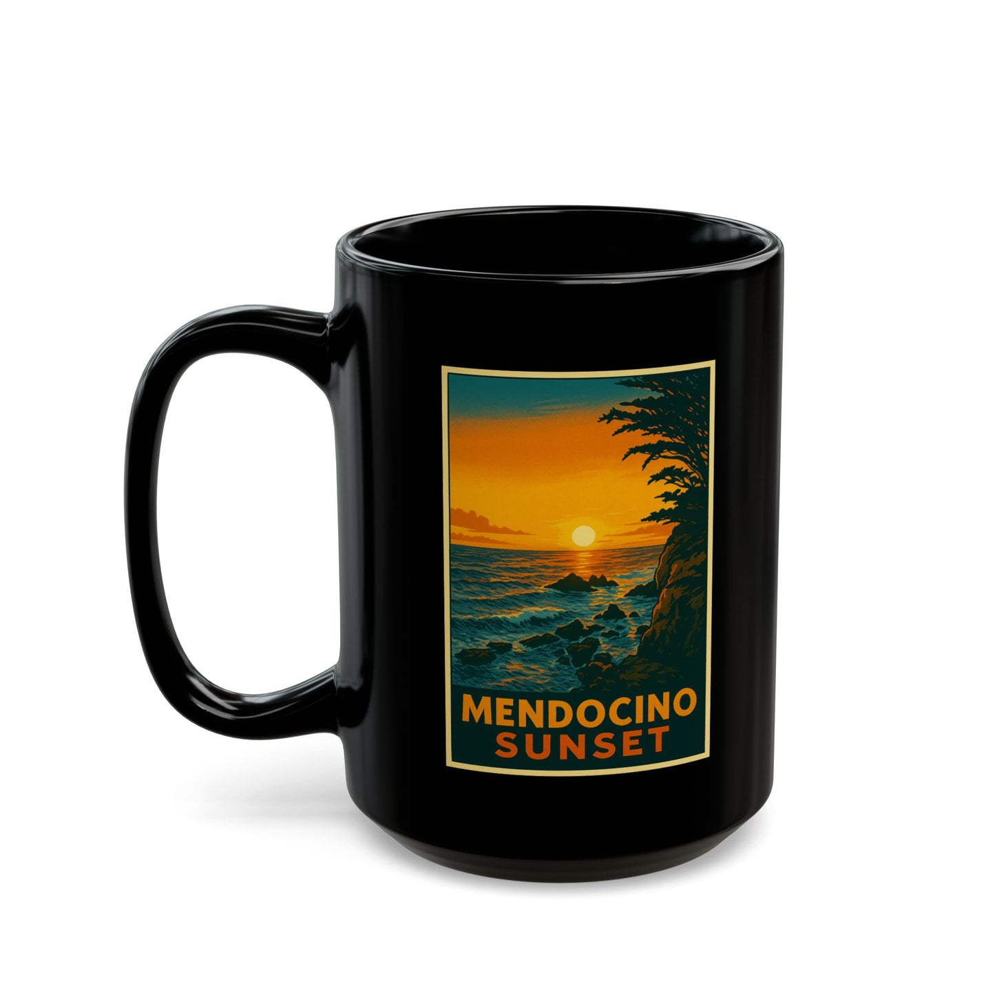 Mendocino Sunset Mug – Vintage Coastal Sunset Coffee Cup (11oz & 15oz)