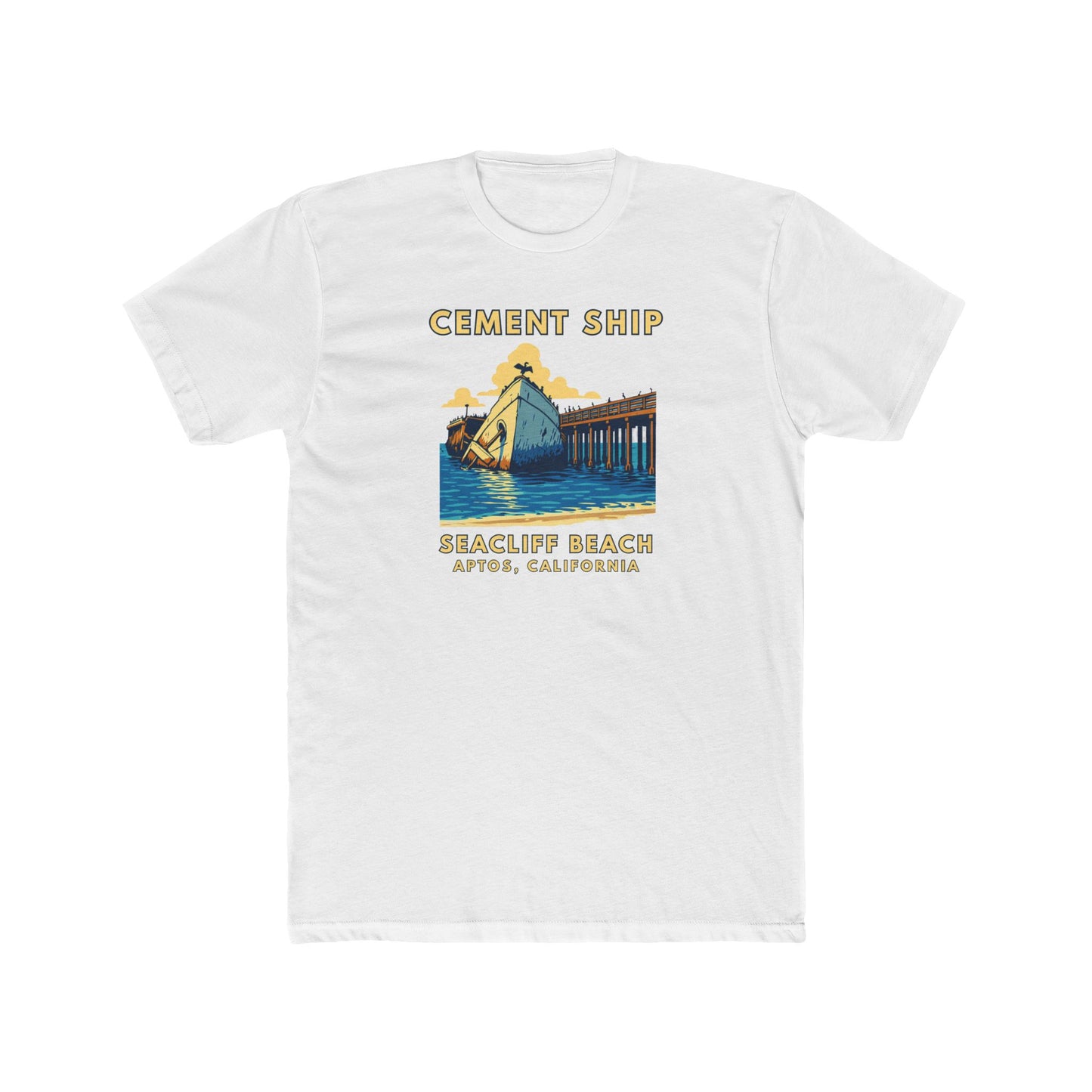 Cement Ship Vintage Beach T‑Shirt — Beachcliff Beach, Aptos, California Graphic Tee