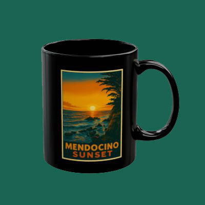 Mendocino Sunset Mug – Vintage Coastal Sunset Coffee Cup (11oz & 15oz)