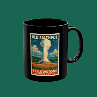 Yellowstone Old Faithful Travel Mug — Vintage National Park Coffee Cup