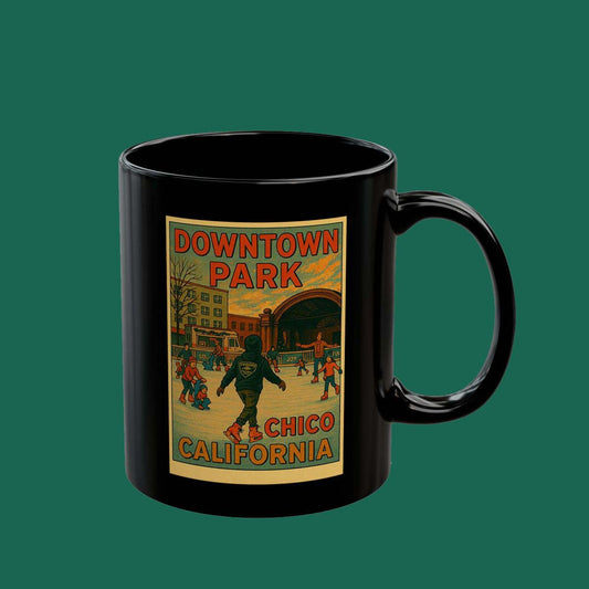 Downtown Park Chico California Vintage Travel Poster Mug (Black)
