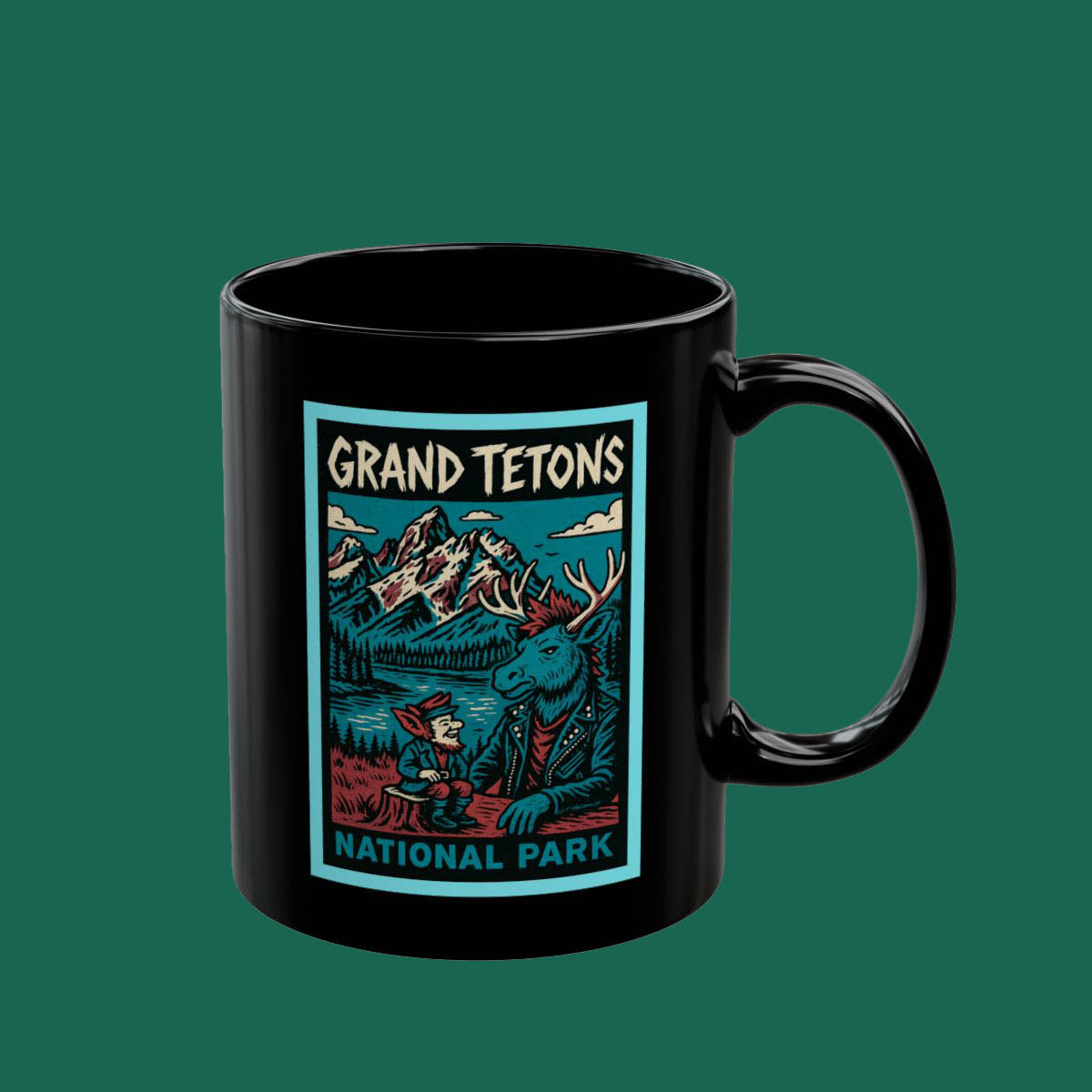 Grand Tetons National Park Mug — Vintage Moose & Camper Scenic Coffee Cup
