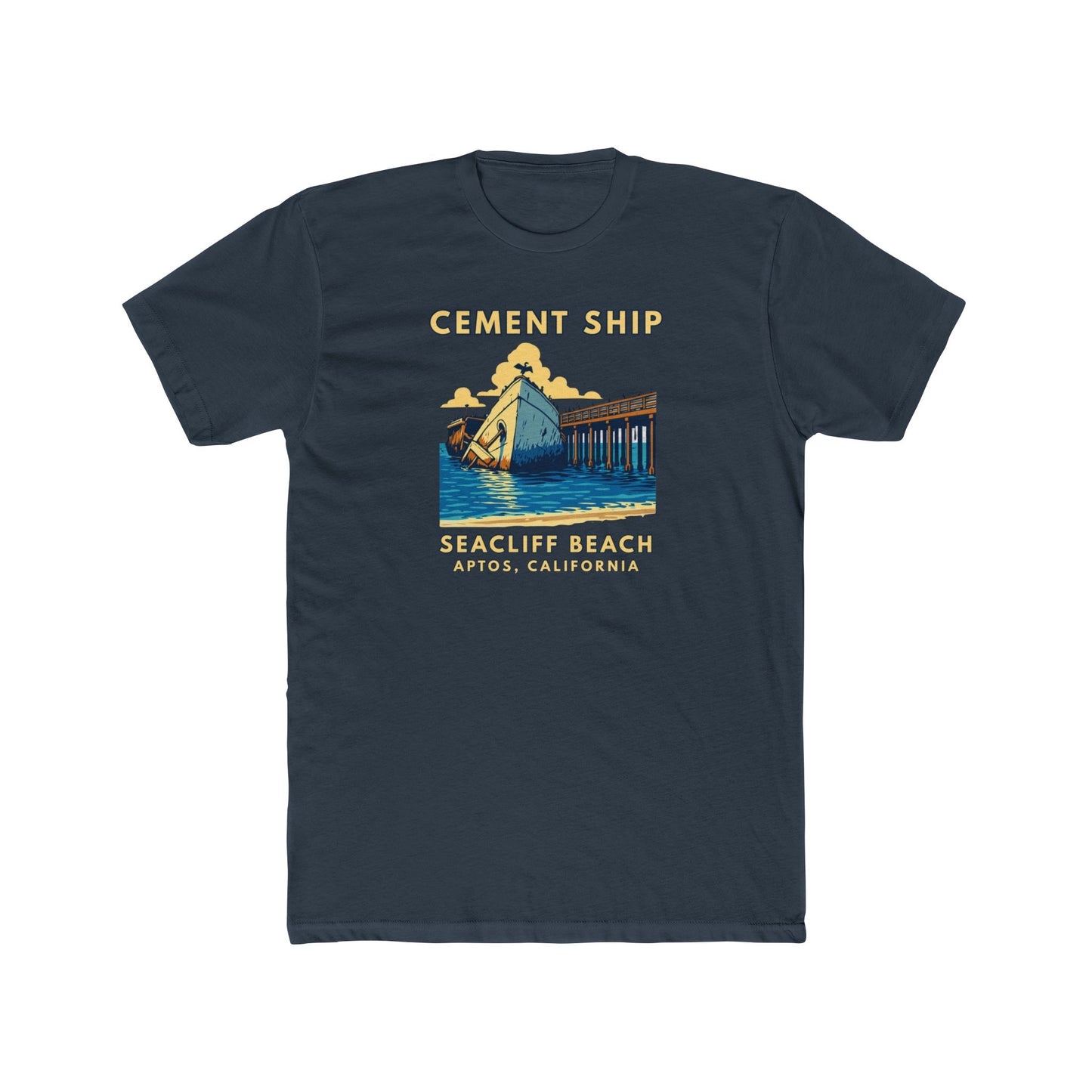 Cement Ship Vintage Beach T‑Shirt — Beachcliff Beach, Aptos, California Graphic Tee