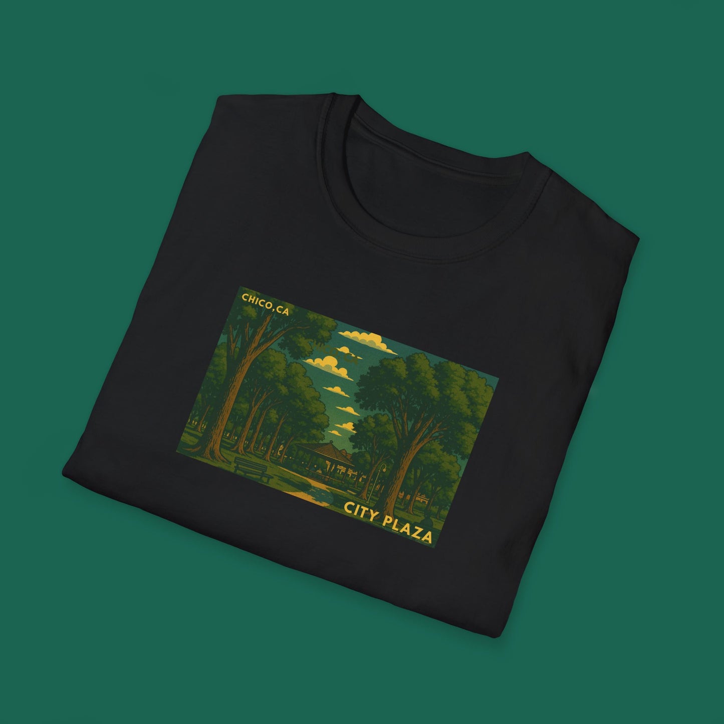 City Plaza T-Shirt - Chico, California Vintage Design