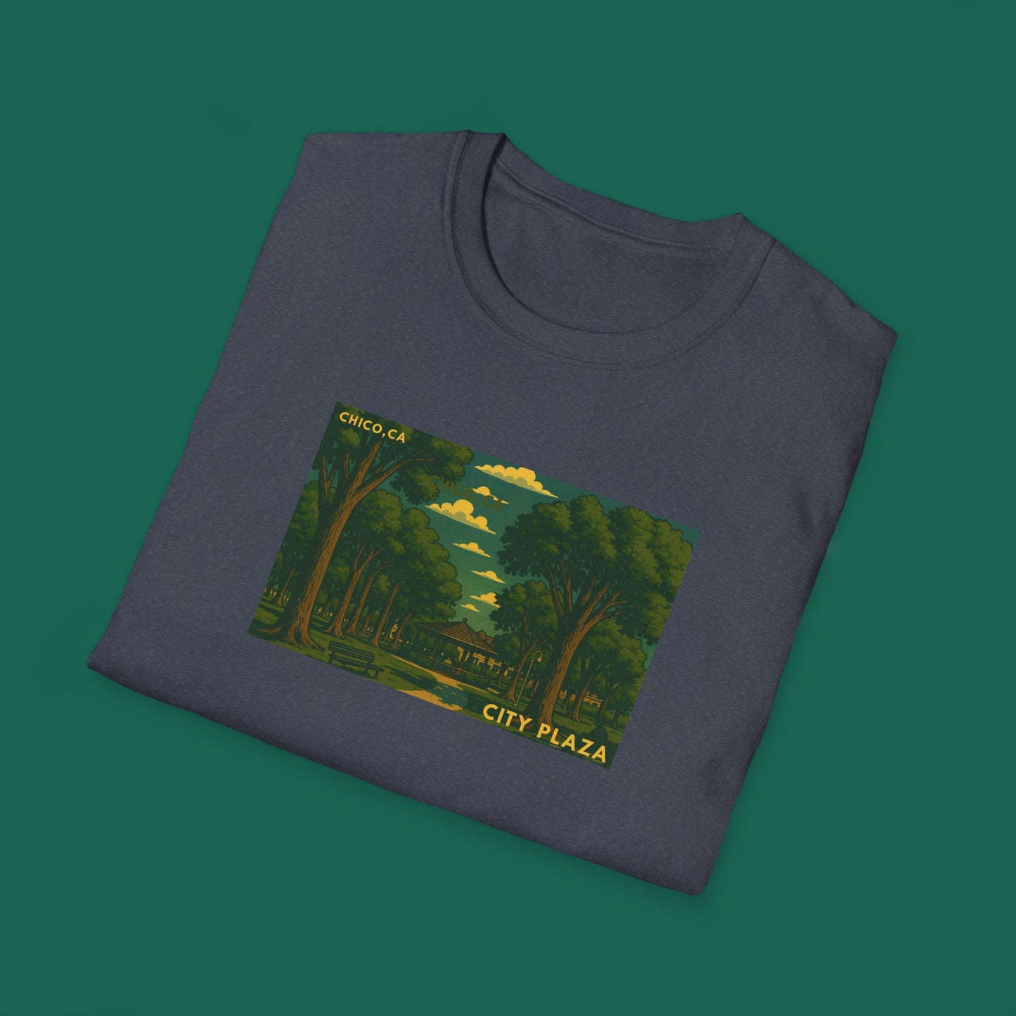 City Plaza T-Shirt - Chico, California Vintage Design