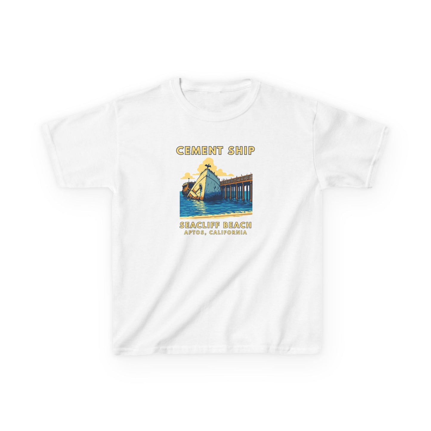 Kids Tee - 'Cement Ship' Seacliff Beach Vintage Surf Kid Shirt (Aptos, California)