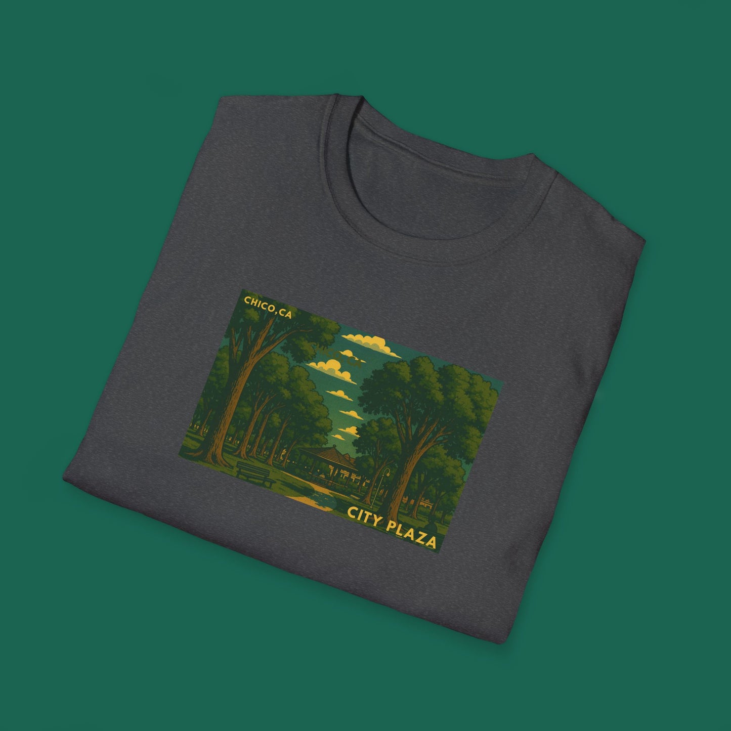 City Plaza T-Shirt - Chico, California Vintage Design